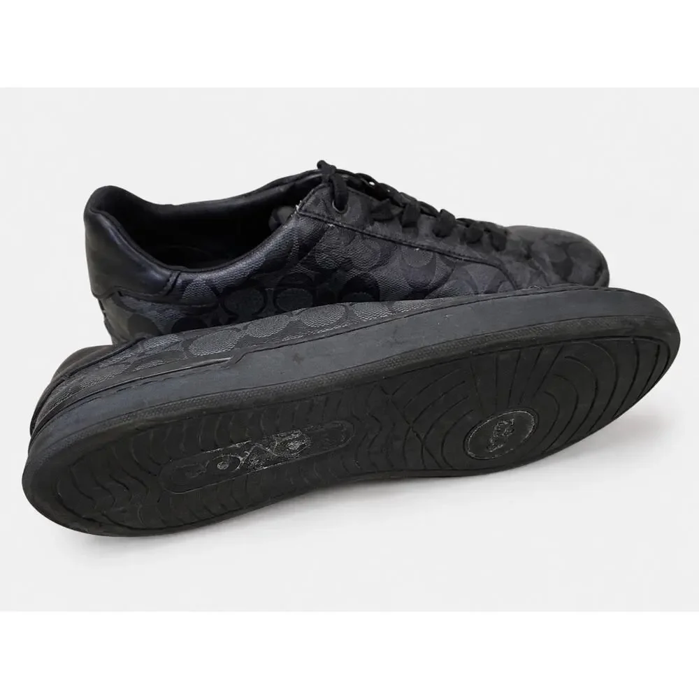 Coach Ivan Black Signature Monogram Low Top Sneakers SIZE 10 D